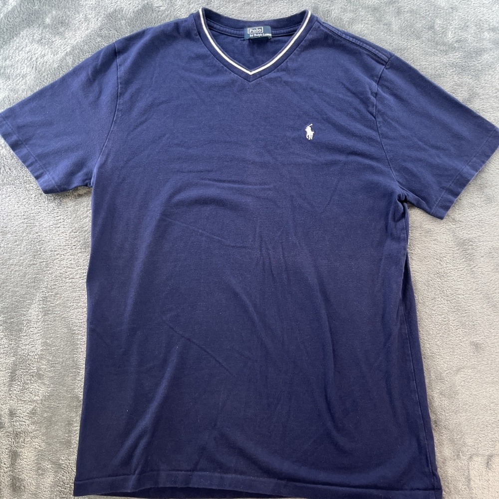 VTG Polo Ralph Lauren Youth Boys XL 18-20 Navy Blue Cotton Crewneck Shirt
